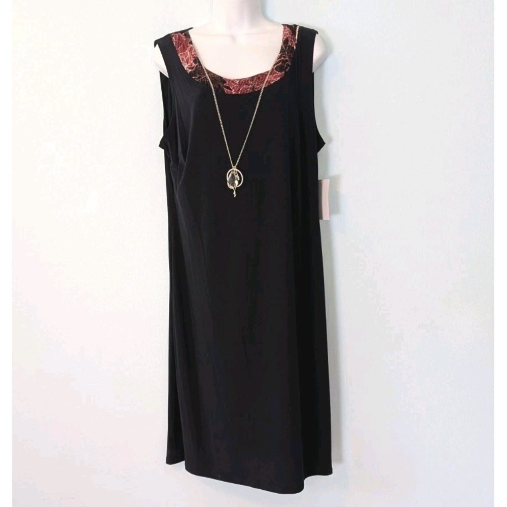 R&M Richards Blue Shift Dress With Necklace Womens 14 Mother Of Bride NWOT *Read